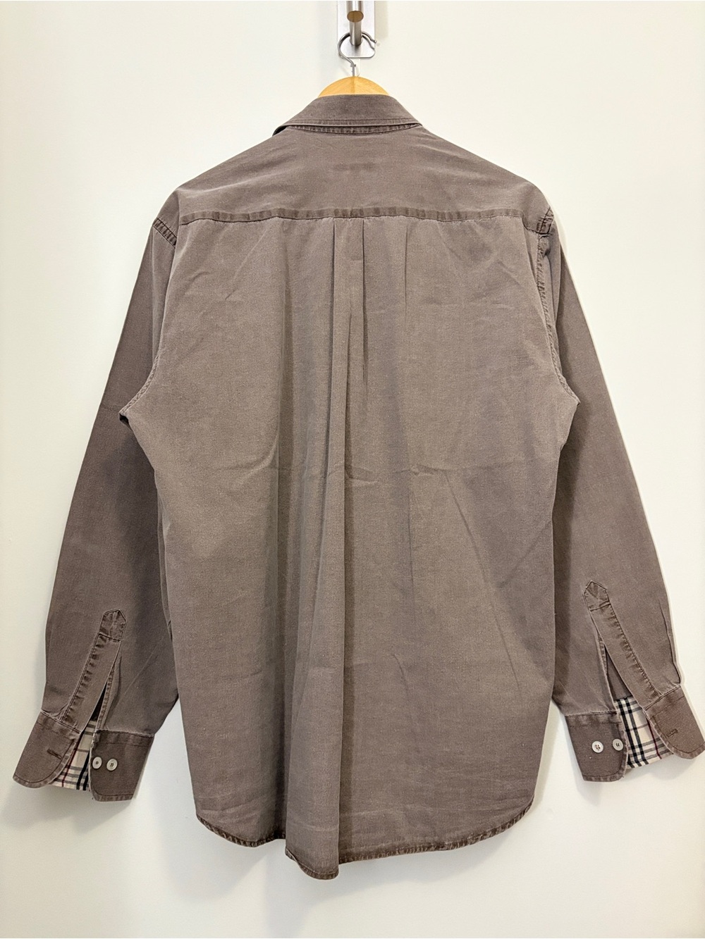 BURBERRY LONDON Made in UK Gray Cotton Stretch Nova Check Shirt Mens XXL - Picture 10 of 14